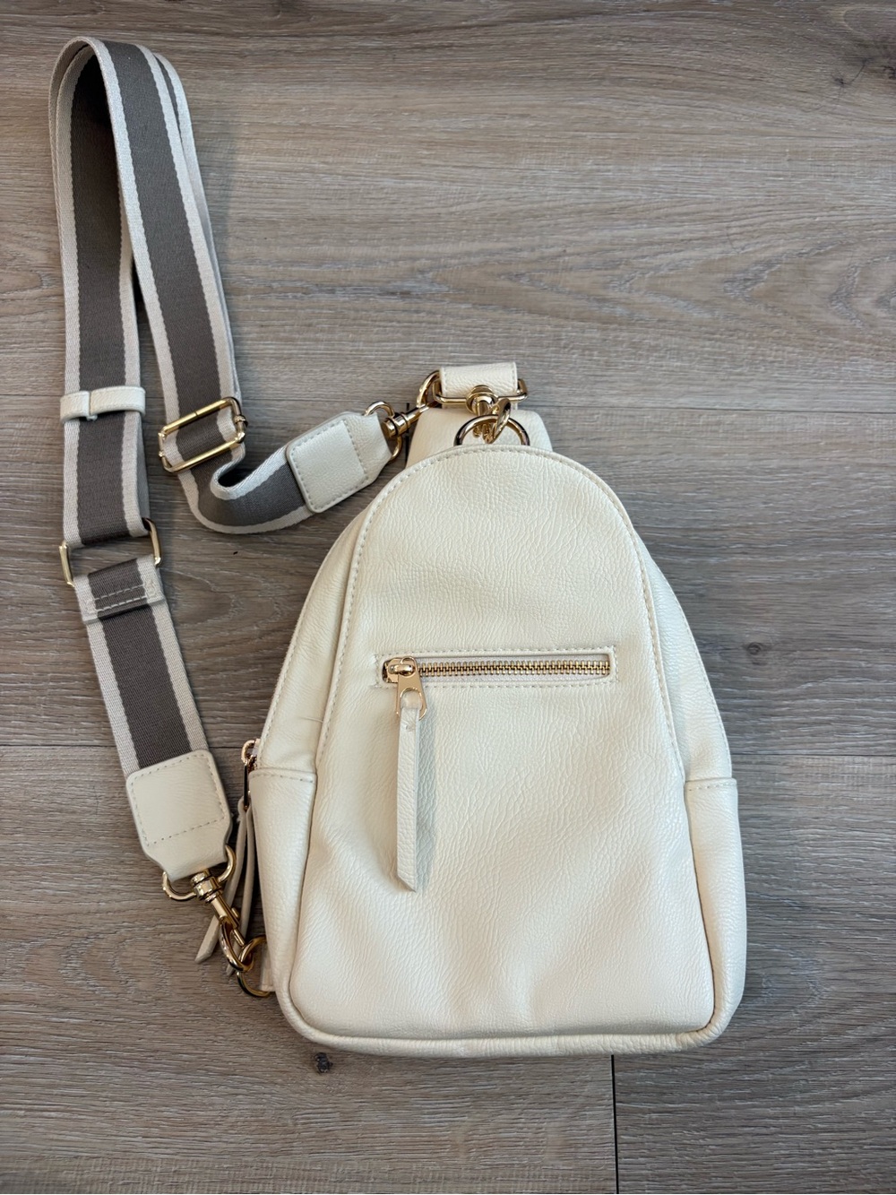 Universal Thread Cream Crossbody Sling Bag with Striped Adjustable Strap
